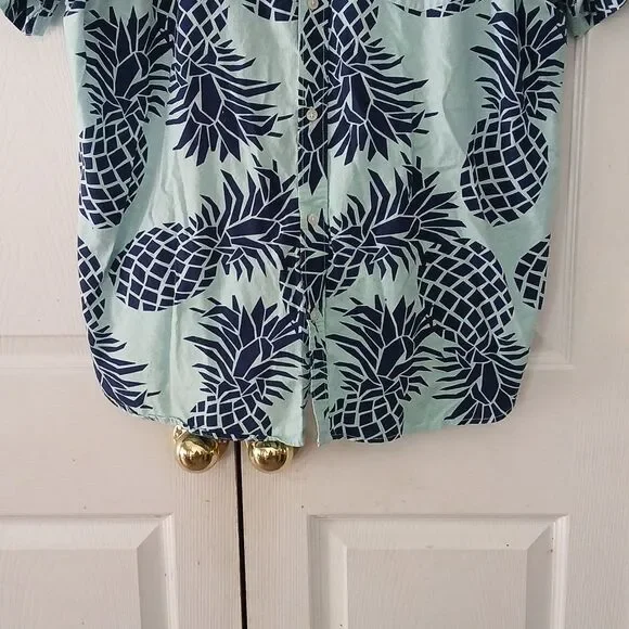 Old Navy Classic slim fit pineapple print button down causal shirt Sz XXL - Picture 2 of 7